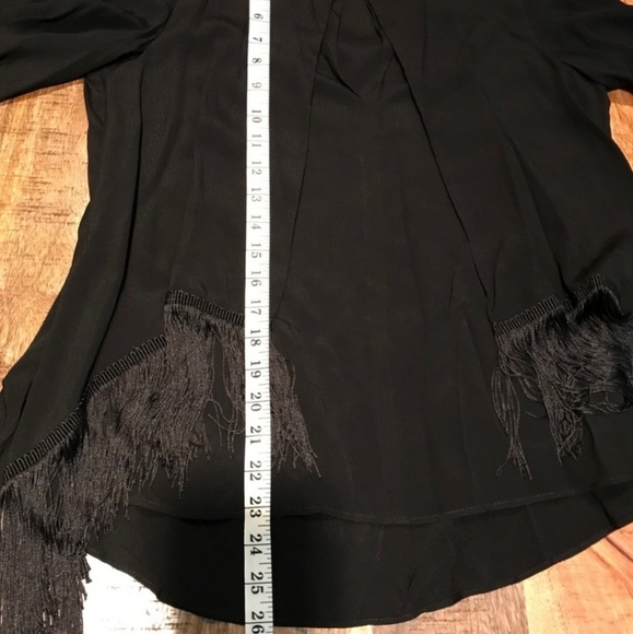 Zara Hippie Boho Whimsigoth Country black cape blouse fringe NWT XS oversized - Picture 8 of 11